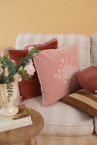 Camellia Rose Cross Stitch Cushion Cover