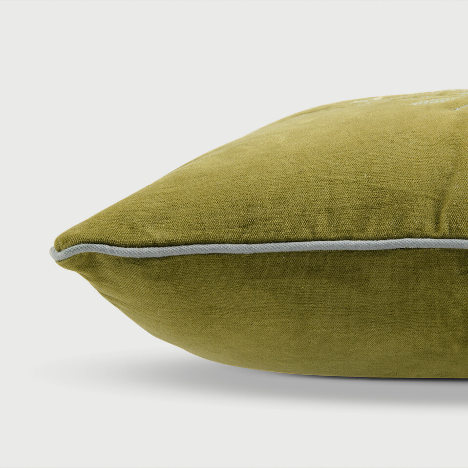 Camellia Olive Cross Stitch Cushion Cover