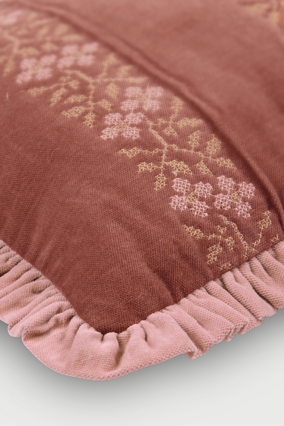 Heather Rhubarb Cross Stitch Oblong Cushion Cover