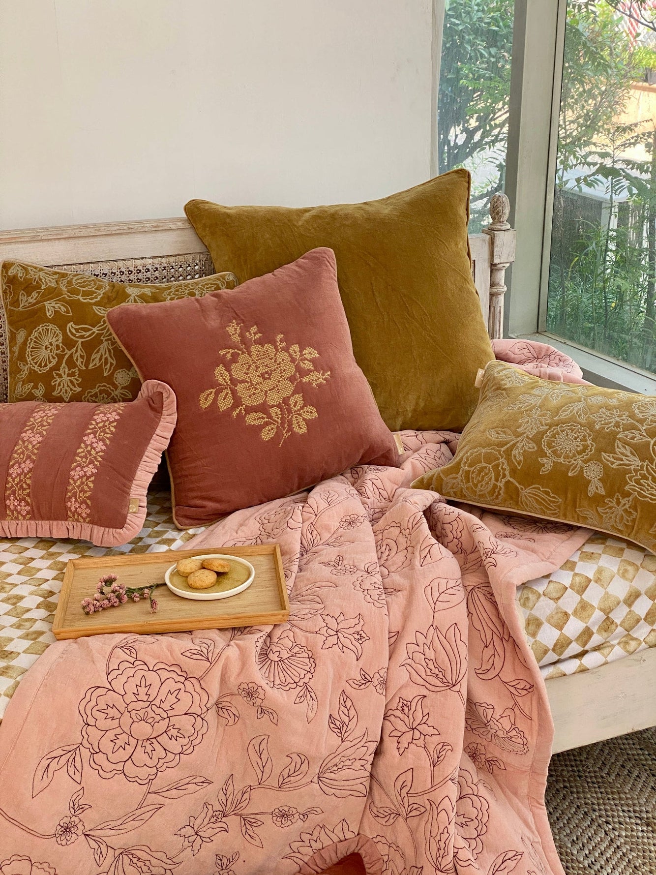 Rosabelle Chintz Deep Ochre Cushion Cover