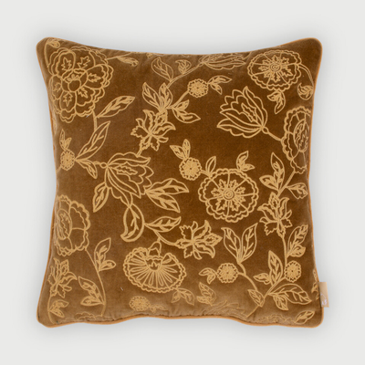 Rosabelle Chintz Tan Brown Cushion Cover