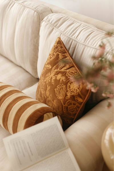 Rosabelle Chintz Tan Brown Cushion Cover