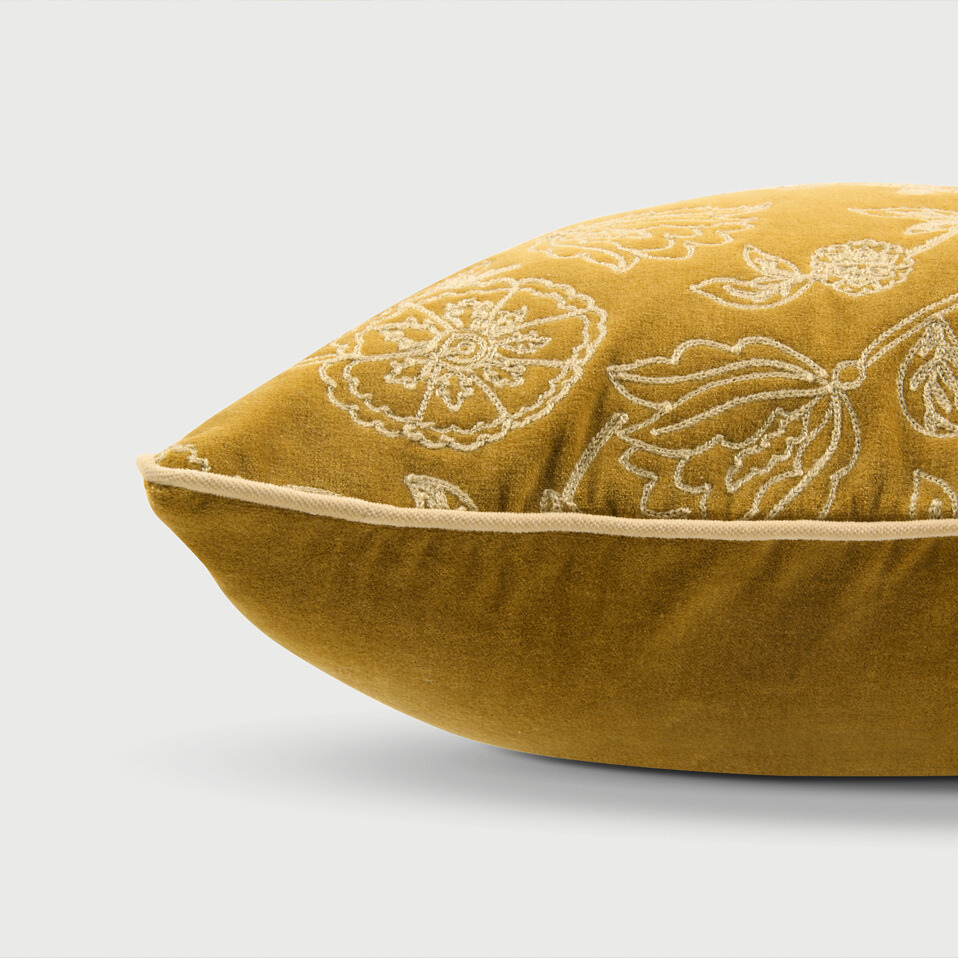 Rosabelle Chintz Deep Ochre Oblong Cushion Cover