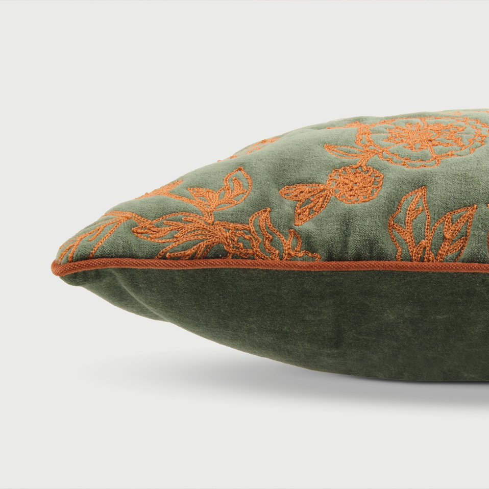 Rosabelle Chintz Eucalyptus Oblong Cushion Cover
