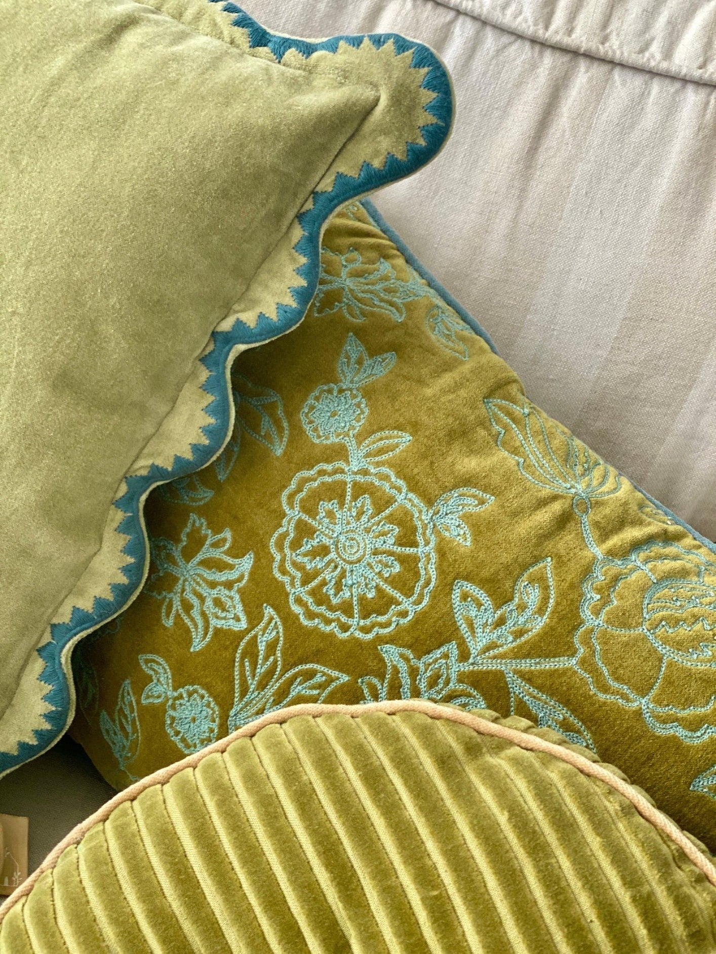 Rosabelle Chintz Olive Oblong Cushion Cover