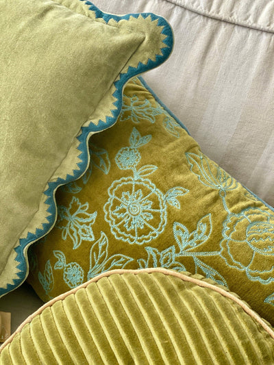 Rosabelle Chintz Olive Oblong Cushion Cover