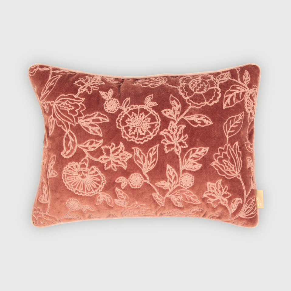 Rosabelle Chintz Rhubarb Oblong Cushion Cover
