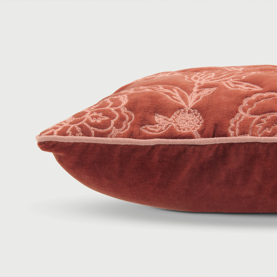 Rosabelle Chintz Rhubarb Oblong Cushion Cover