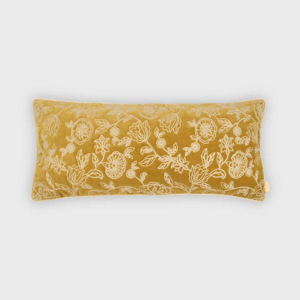 Rosabelle Chintz Deep Ochre Lumbar Cushion Cover