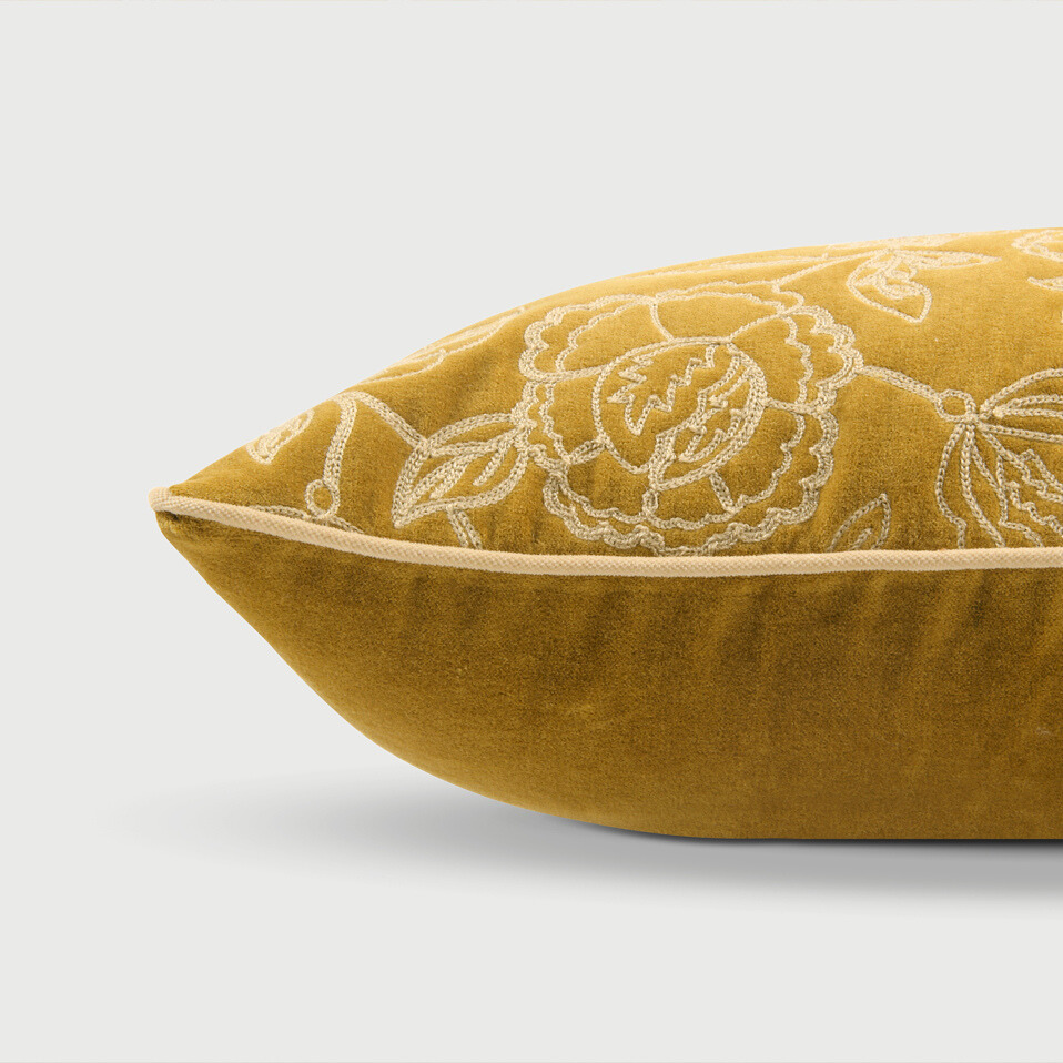 Rosabelle Chintz Deep Ochre Lumbar Cushion Cover