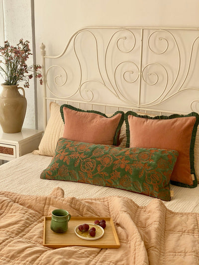 Rosabelle Chintz Eucalyptus Lumbar Cushion Cover