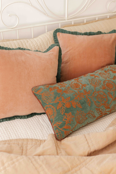 Rosabelle Chintz Eucalyptus Lumbar Cushion Cover