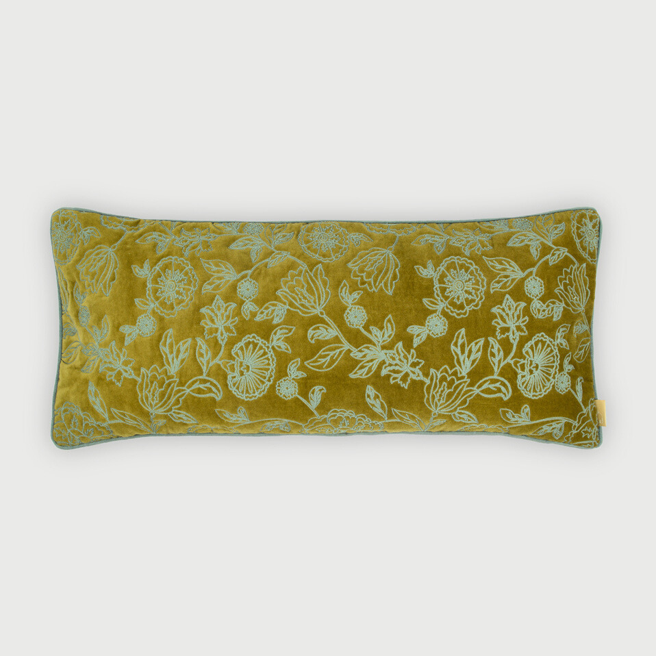 Rosabelle Chintz Olive Lumbar Cushion Cover