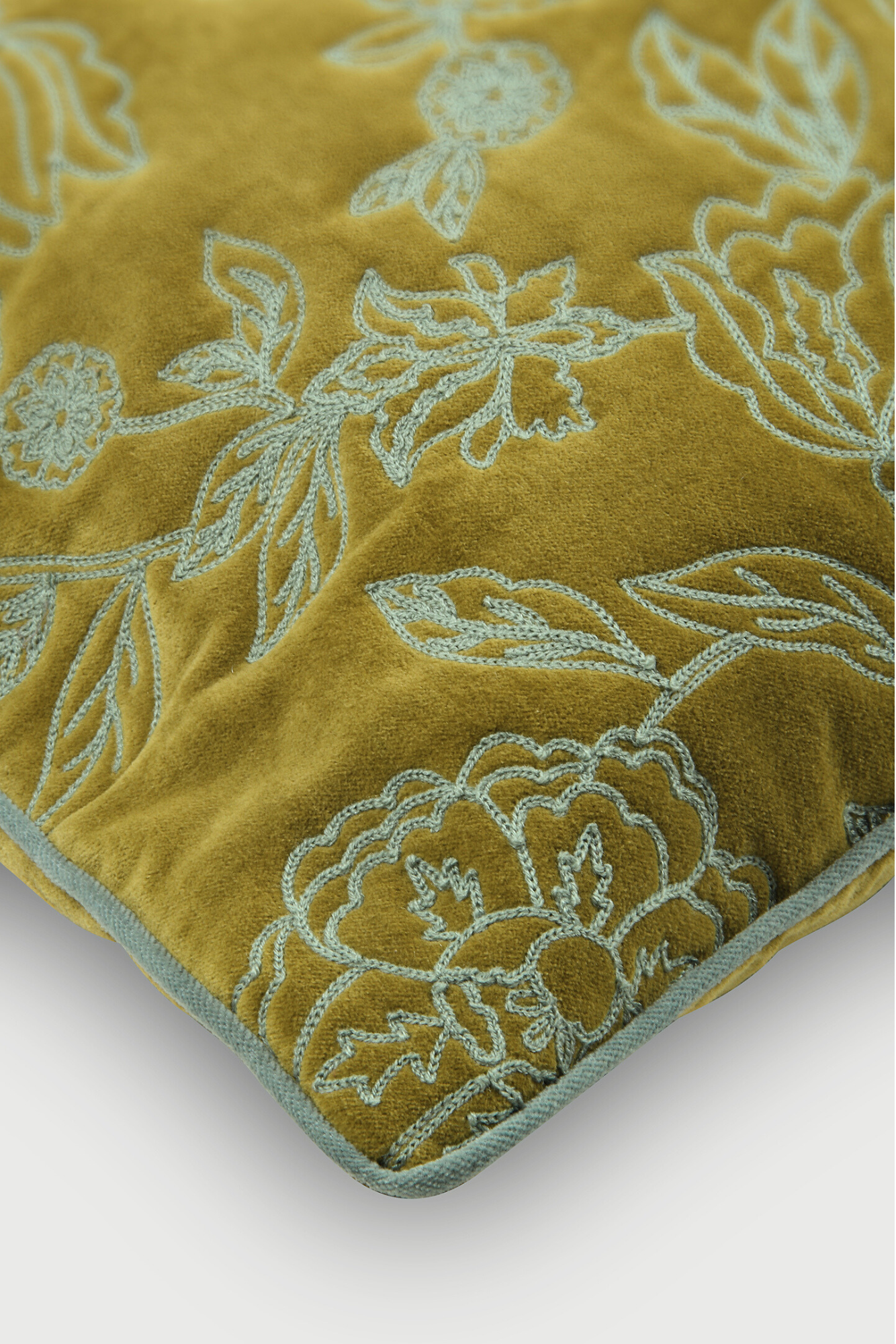 Rosabelle Chintz Olive Lumbar Cushion Cover