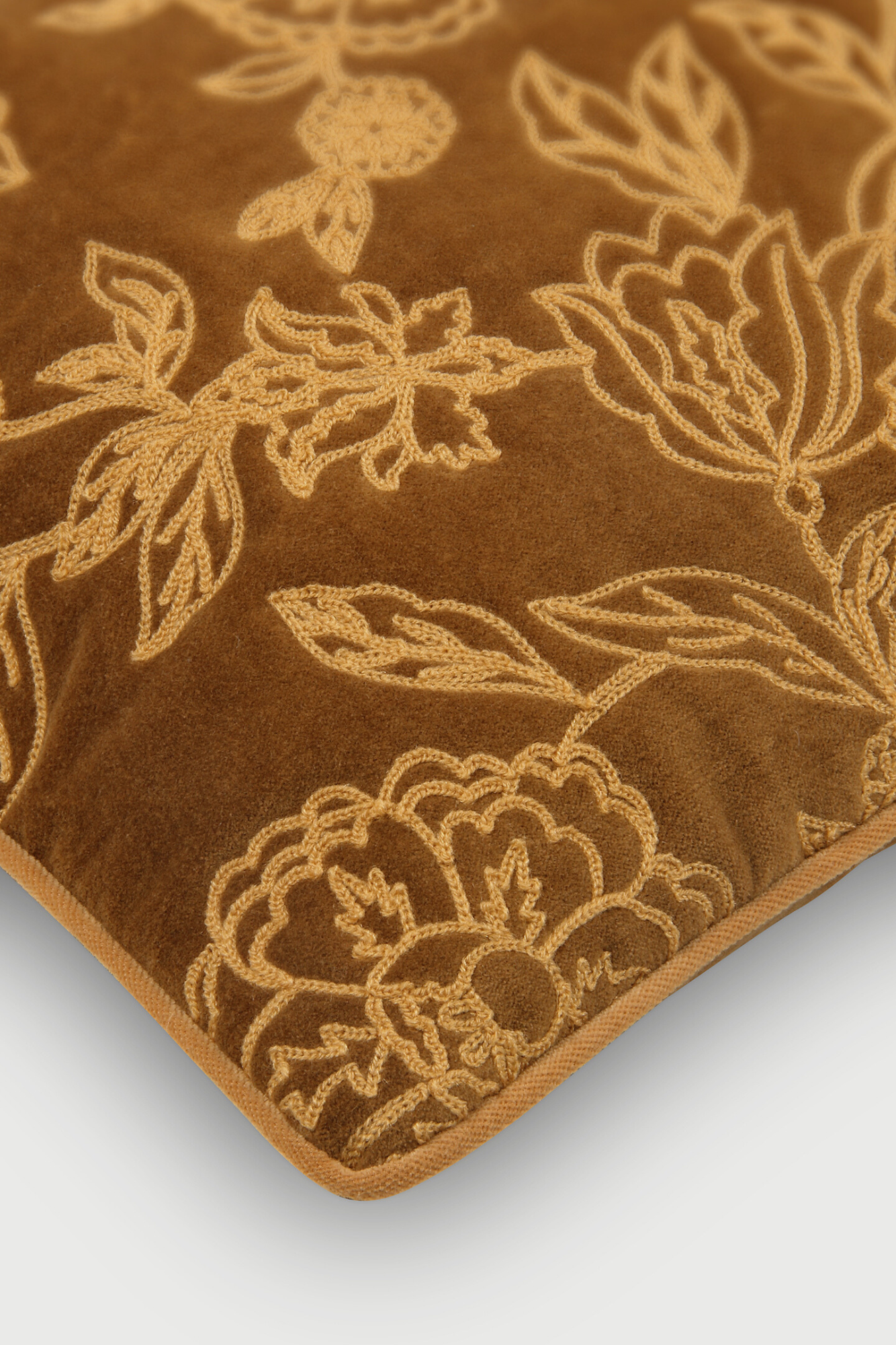 Rosabelle Chintz Tan Brown Lumbar Cushion Cover