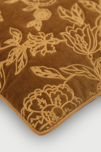 Rosabelle Chintz Tan Brown Lumbar Cushion Cover