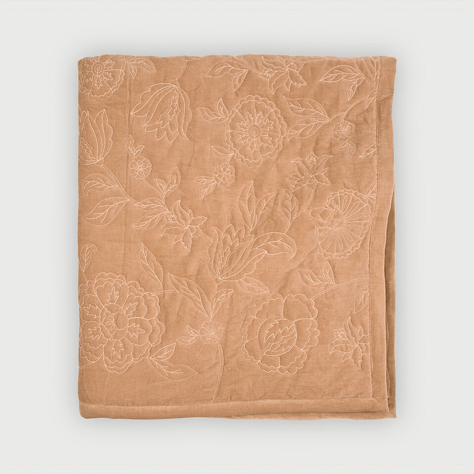 Rosabelle Chintz Spice Velvet Embroidered Quilt