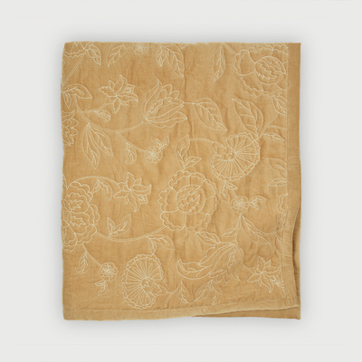 Rosabelle Chintz Sand Velvet Embroidered Quilt