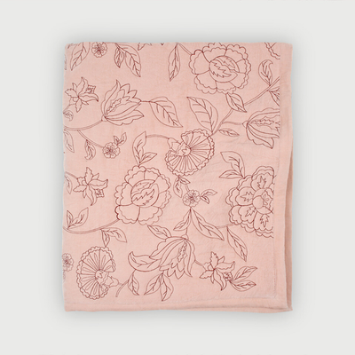 Rosabelle Chintz Soft Pink Velvet Embroidered Quilt