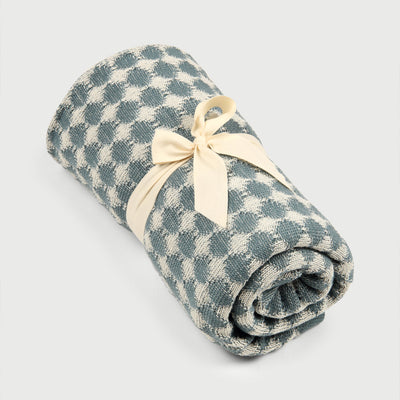 Ivy Teal Cotton Knitted Throw