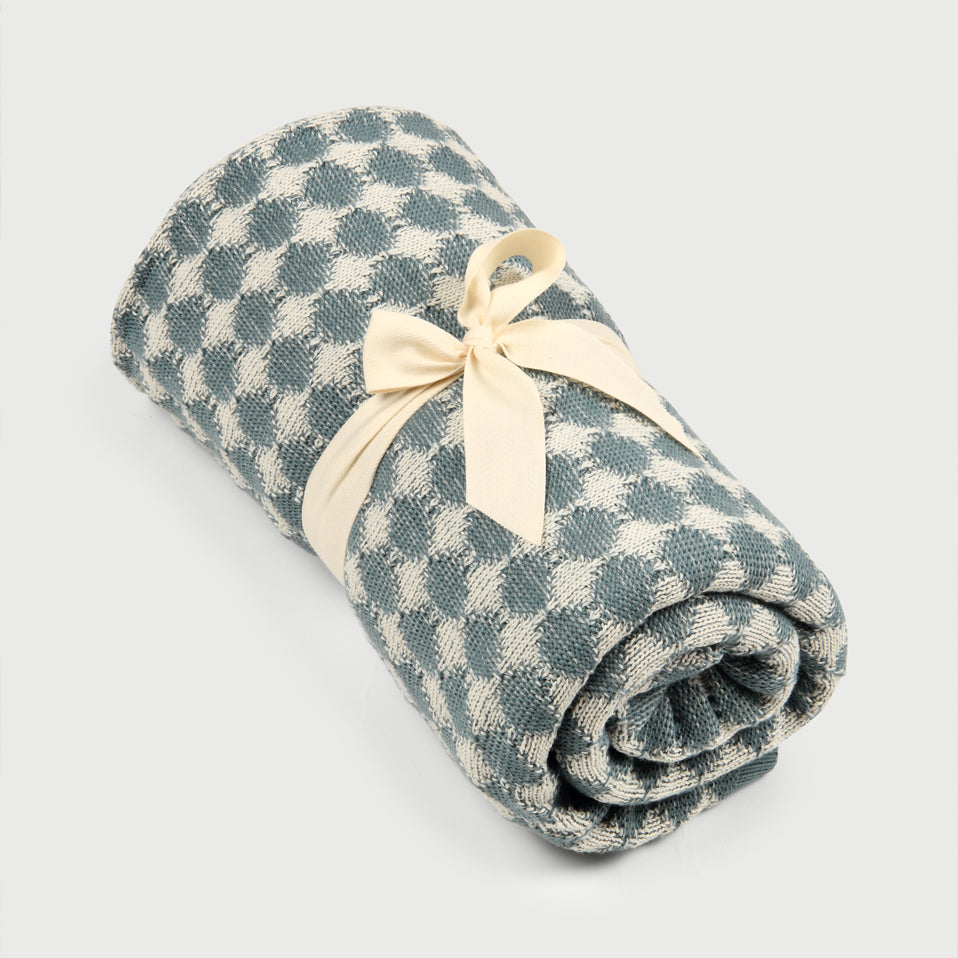 Ivy Teal Cotton Knitted Throw