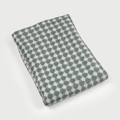 Ivy Teal Cotton Knitted Throw