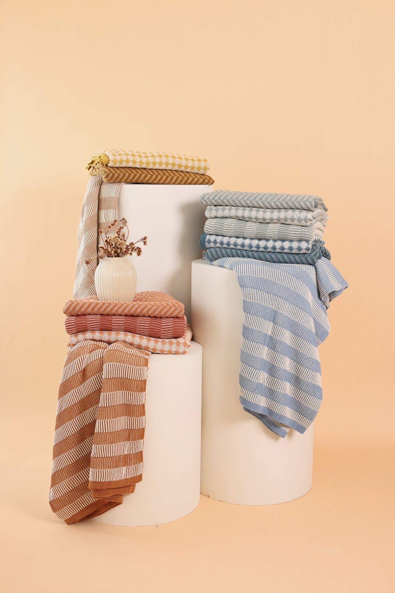 Ivy Teal Cotton Knitted Throw