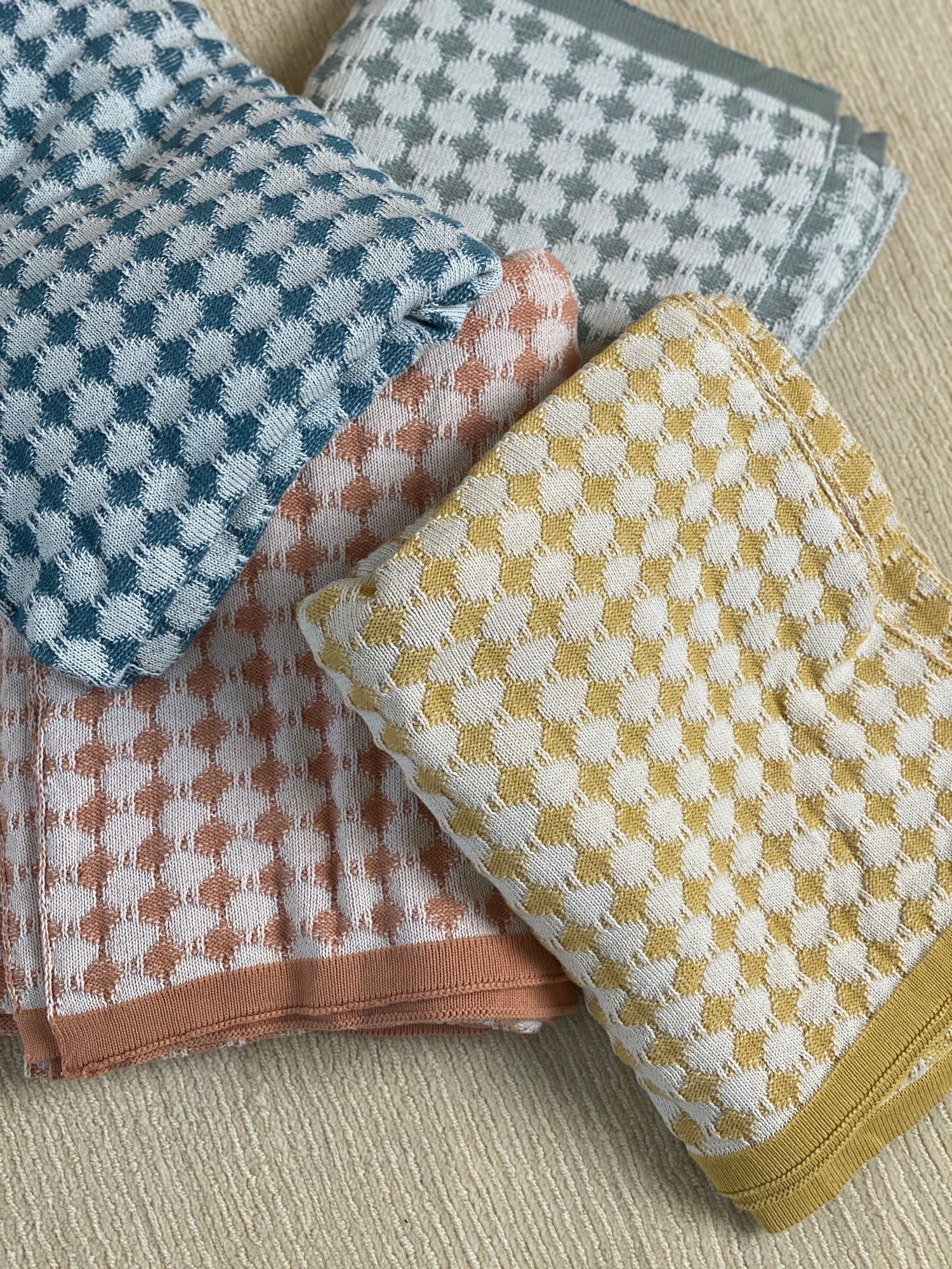 Ivy Teal Cotton Knitted Throw