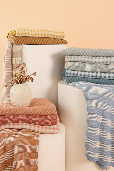 Ivy Ochre Cotton Knitted Throw