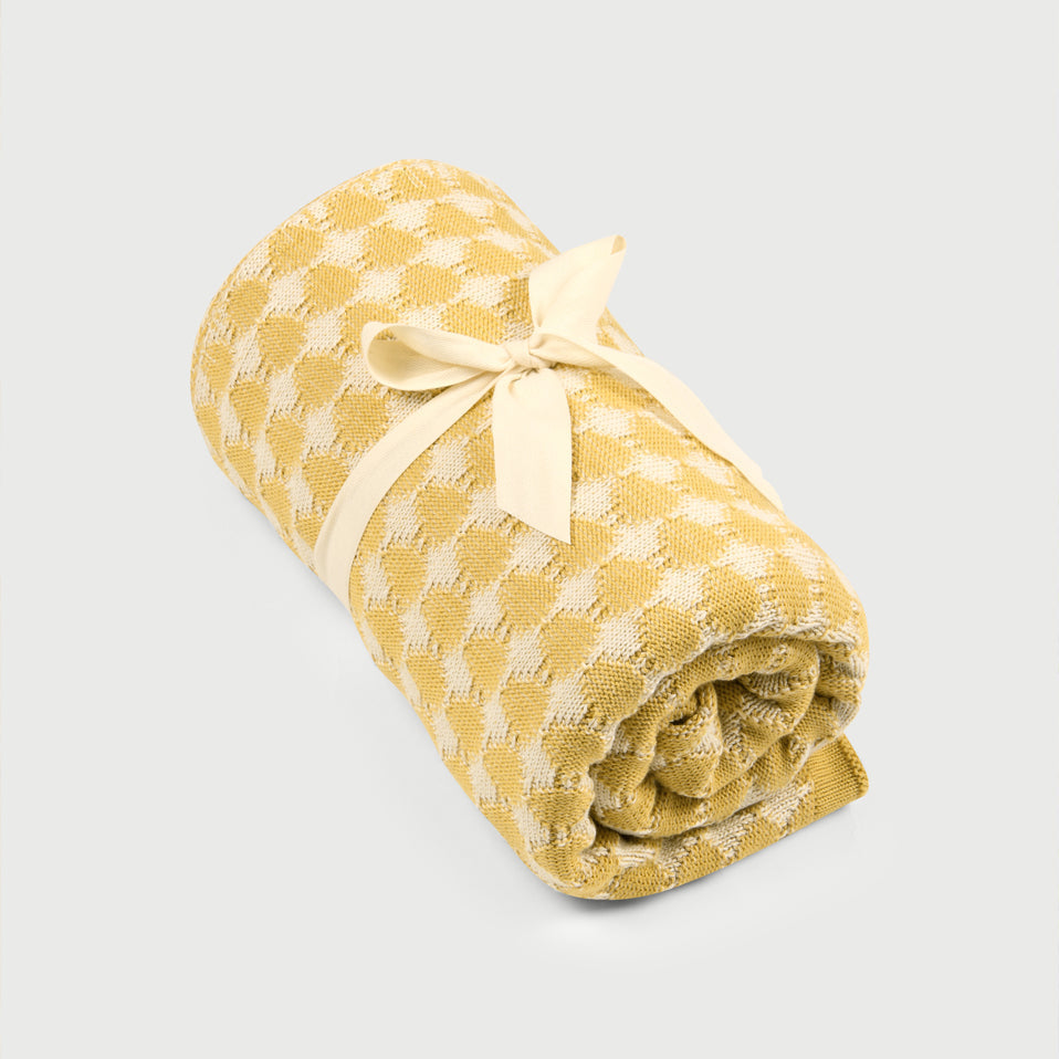 Ivy Ochre Cotton Knitted Throw