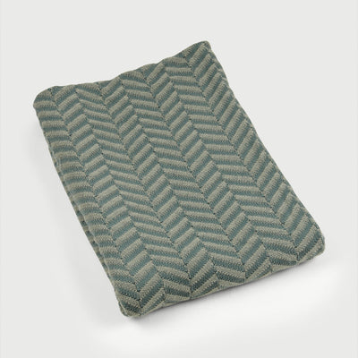 Chevron Duck Egg Cotton Knitted Throw