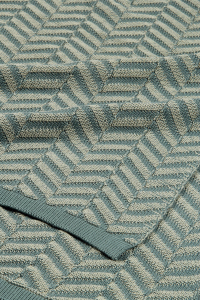 Chevron Duck Egg Cotton Knitted Throw