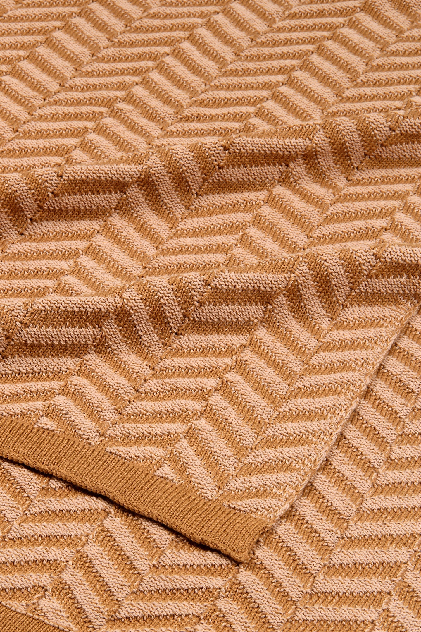 Chevron Brown Cotton Knitted Throw