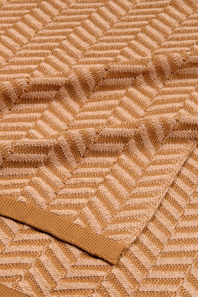 Chevron Brown Cotton Knitted Throw