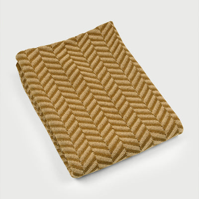 Chevron Ochre Cotton Knitted Throw