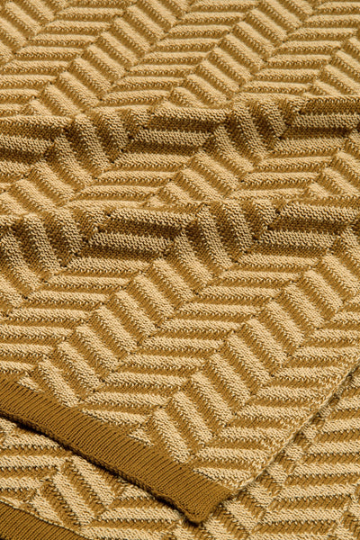 Chevron Ochre Cotton Knitted Throw