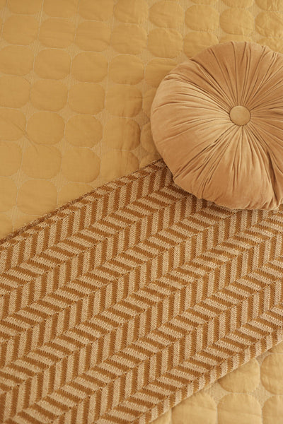 Chevron Ochre Cotton Knitted Throw