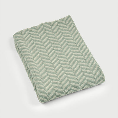 Chevron Sage Cotton Knitted Throw