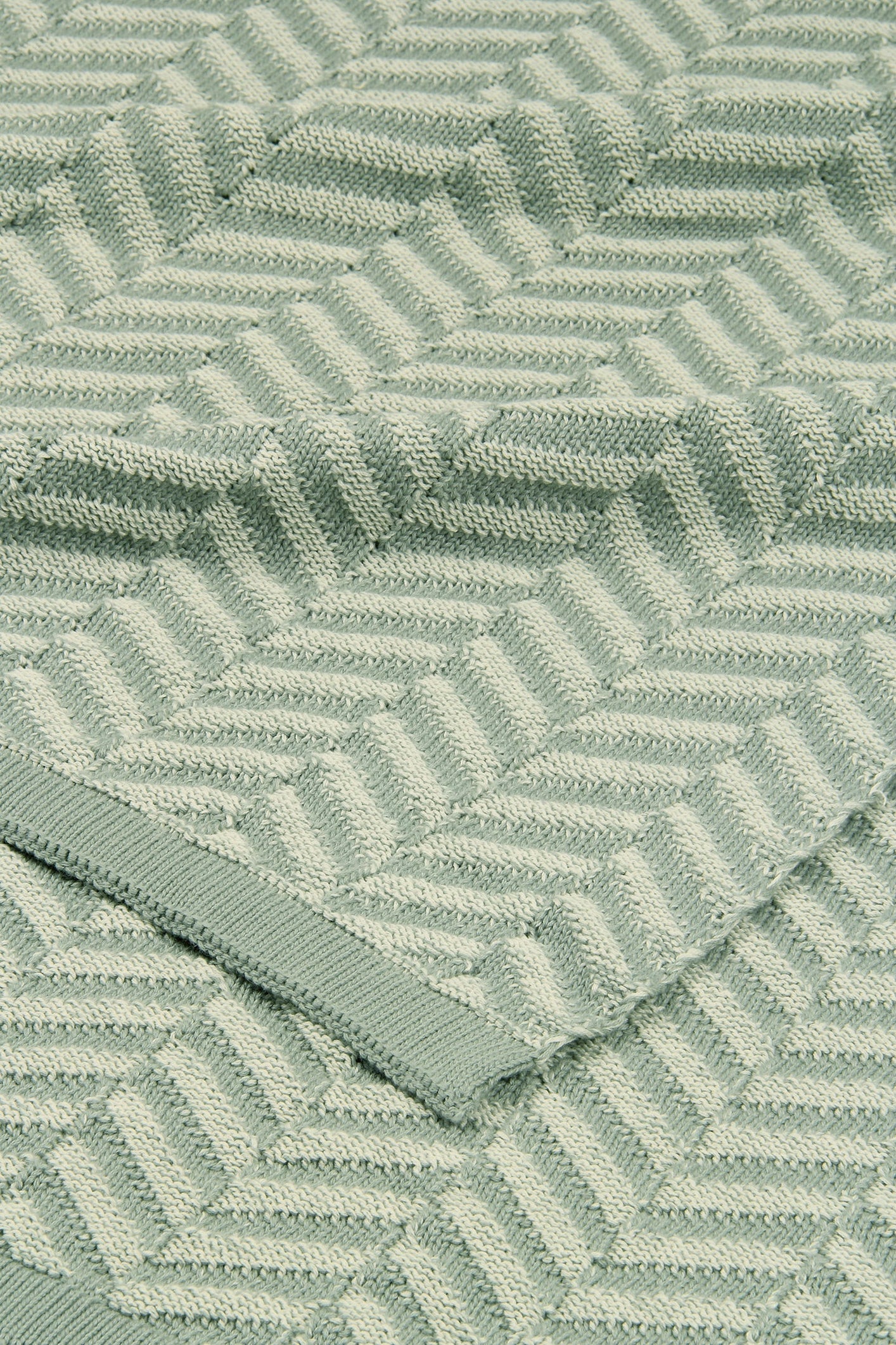 Chevron Sage Cotton Knitted Throw