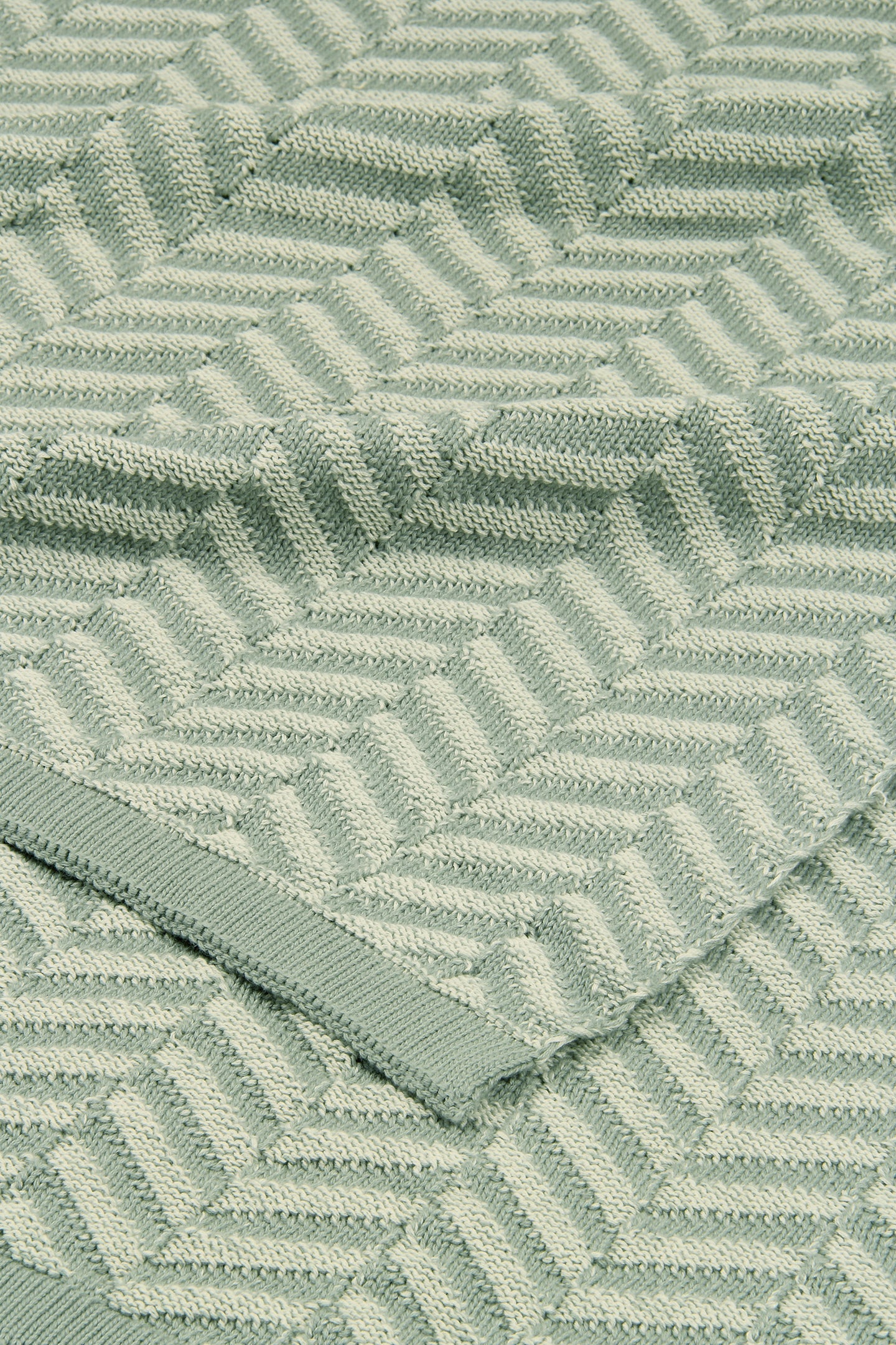 Chevron Sage Cotton Knitted Throw
