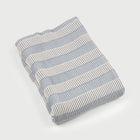 Striped Soft Blue Cotton Knitted Throw