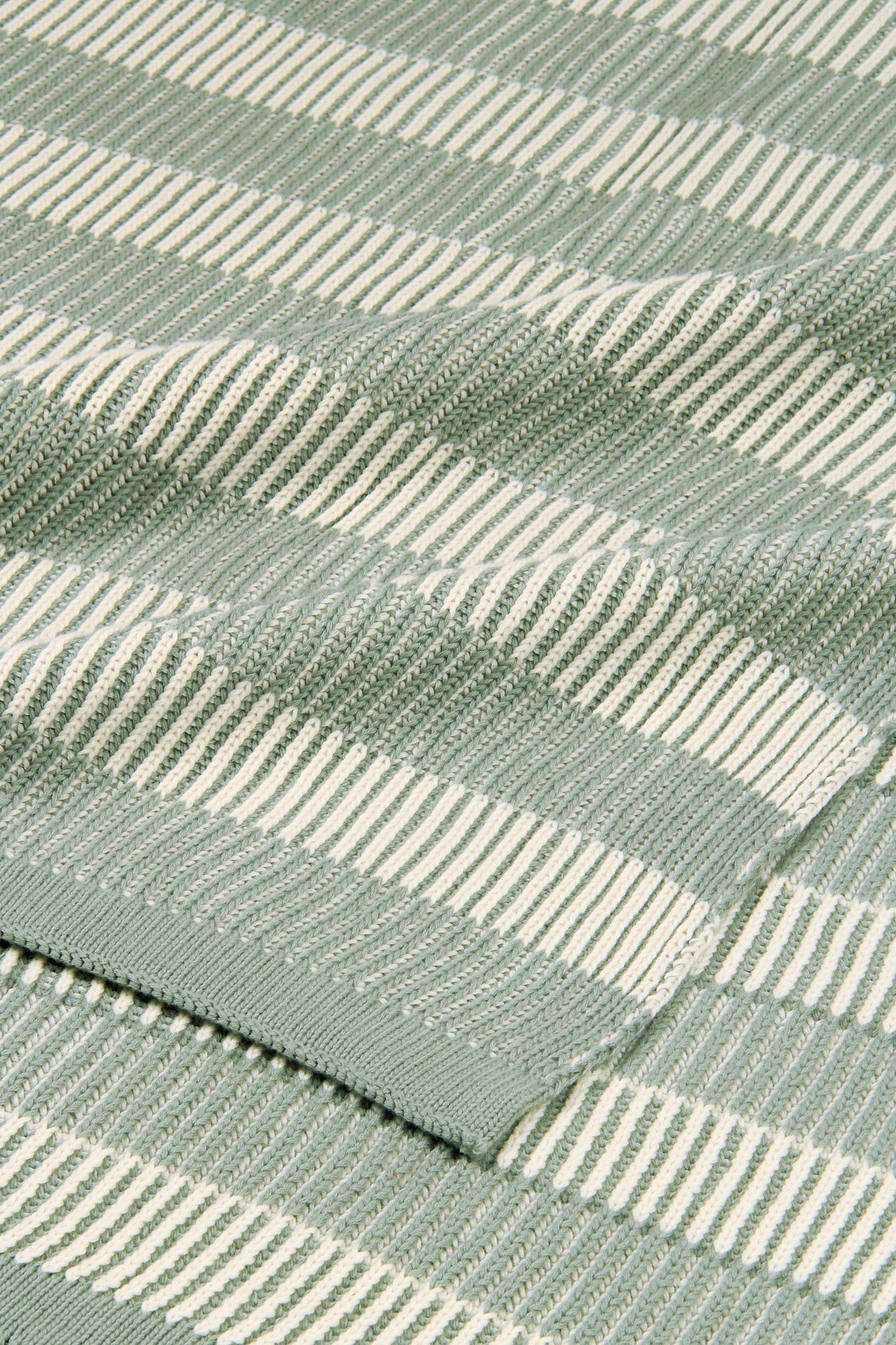 Striped Sage Cotton Knitted Throw