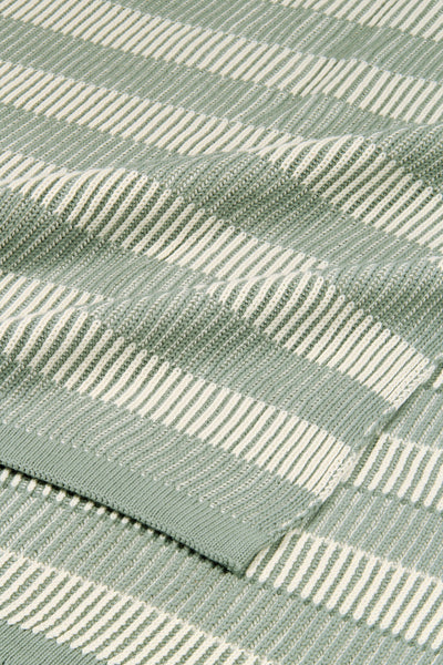 Striped Sage Cotton Knitted Throw