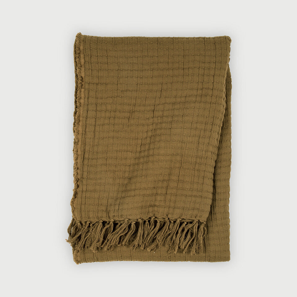 Trail Tan Brown Cotton Throw