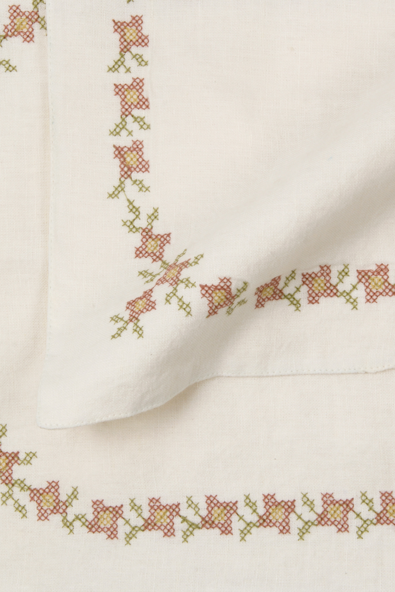 Trellis Raspberry Cross Stitch Table Mats-Set of 2