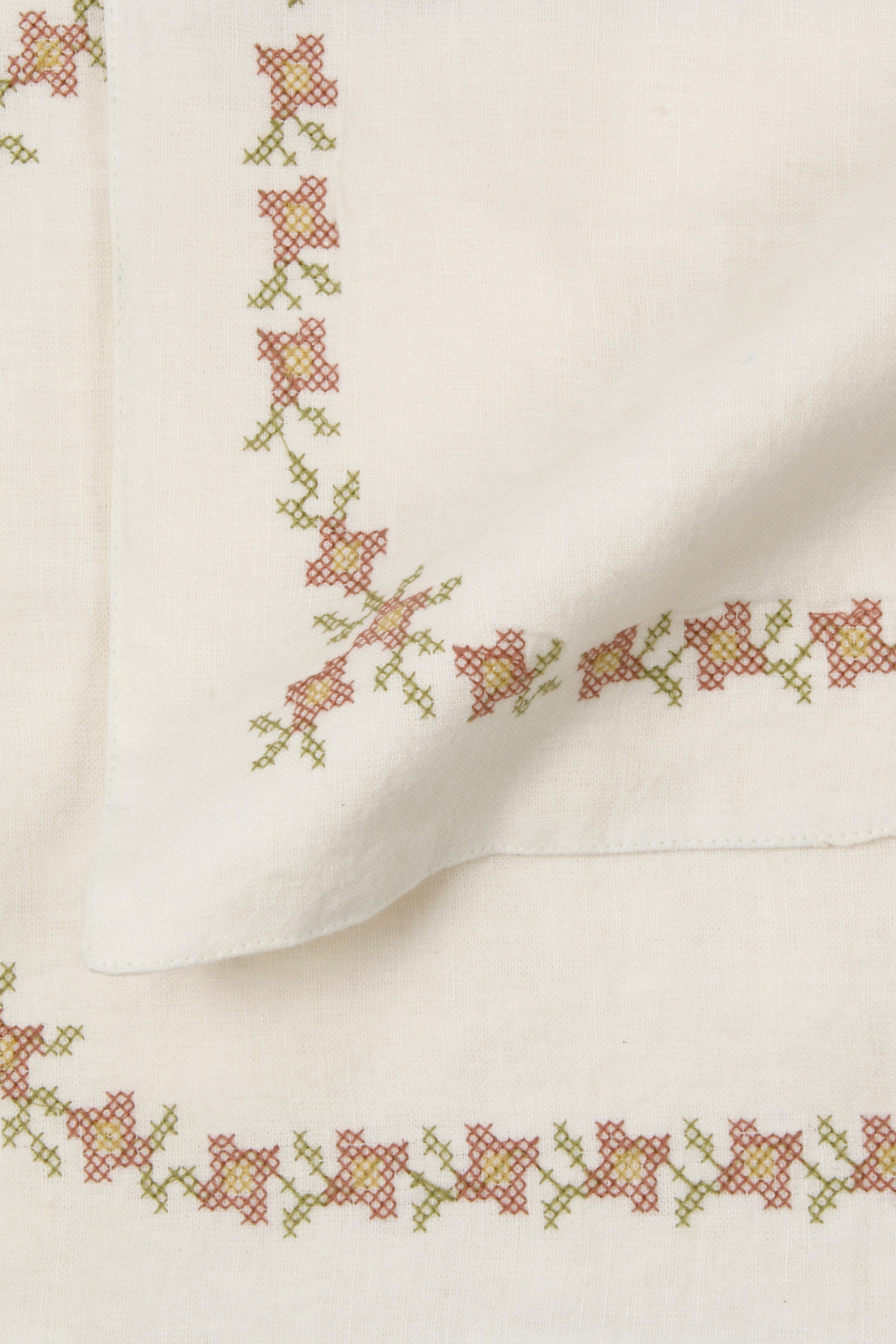 Trellis Raspberry Cross Stitch Table Mats-Set of 2