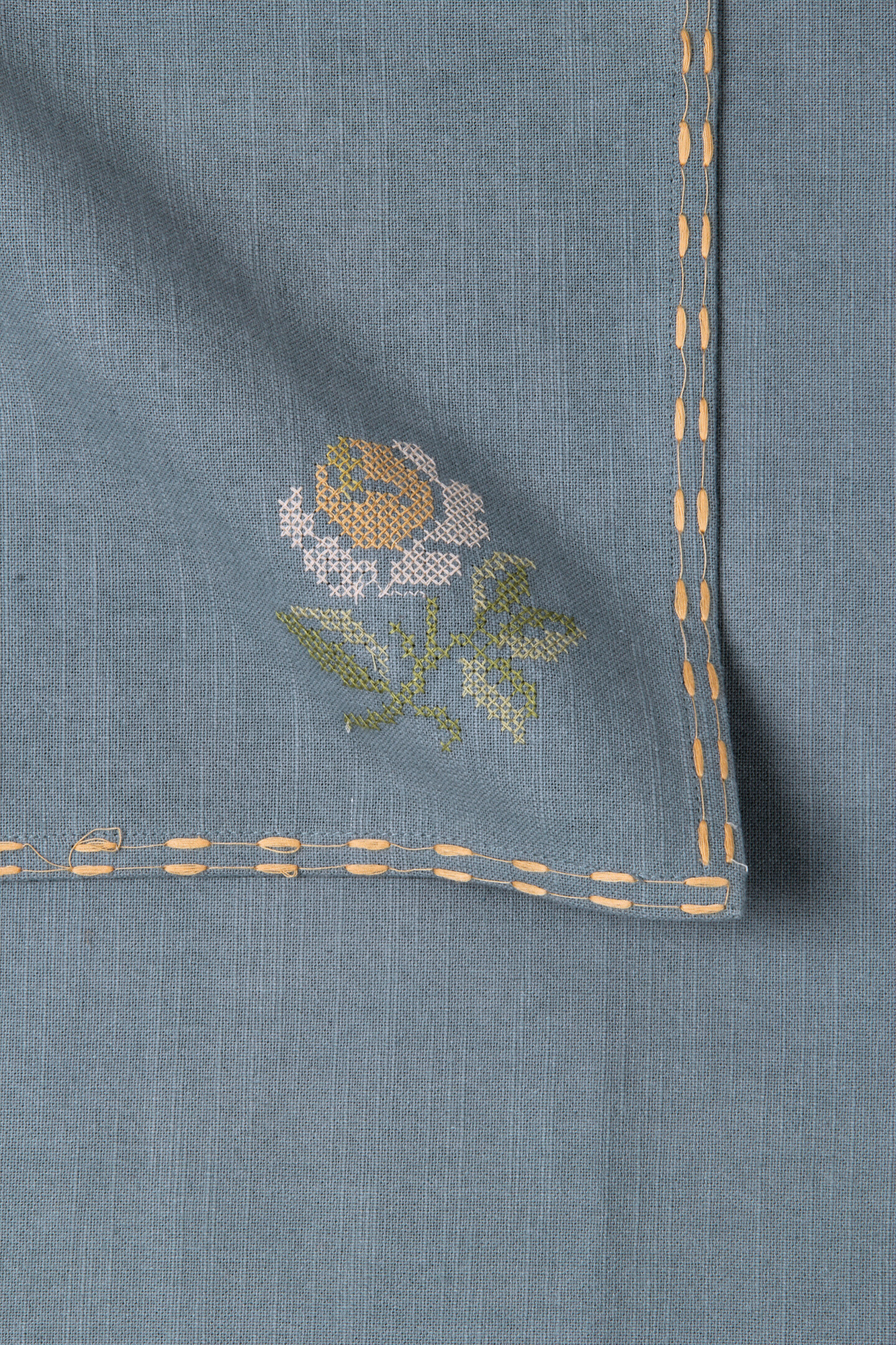 Florette Soft Blue Cross Stitch Napkins-Set of 2