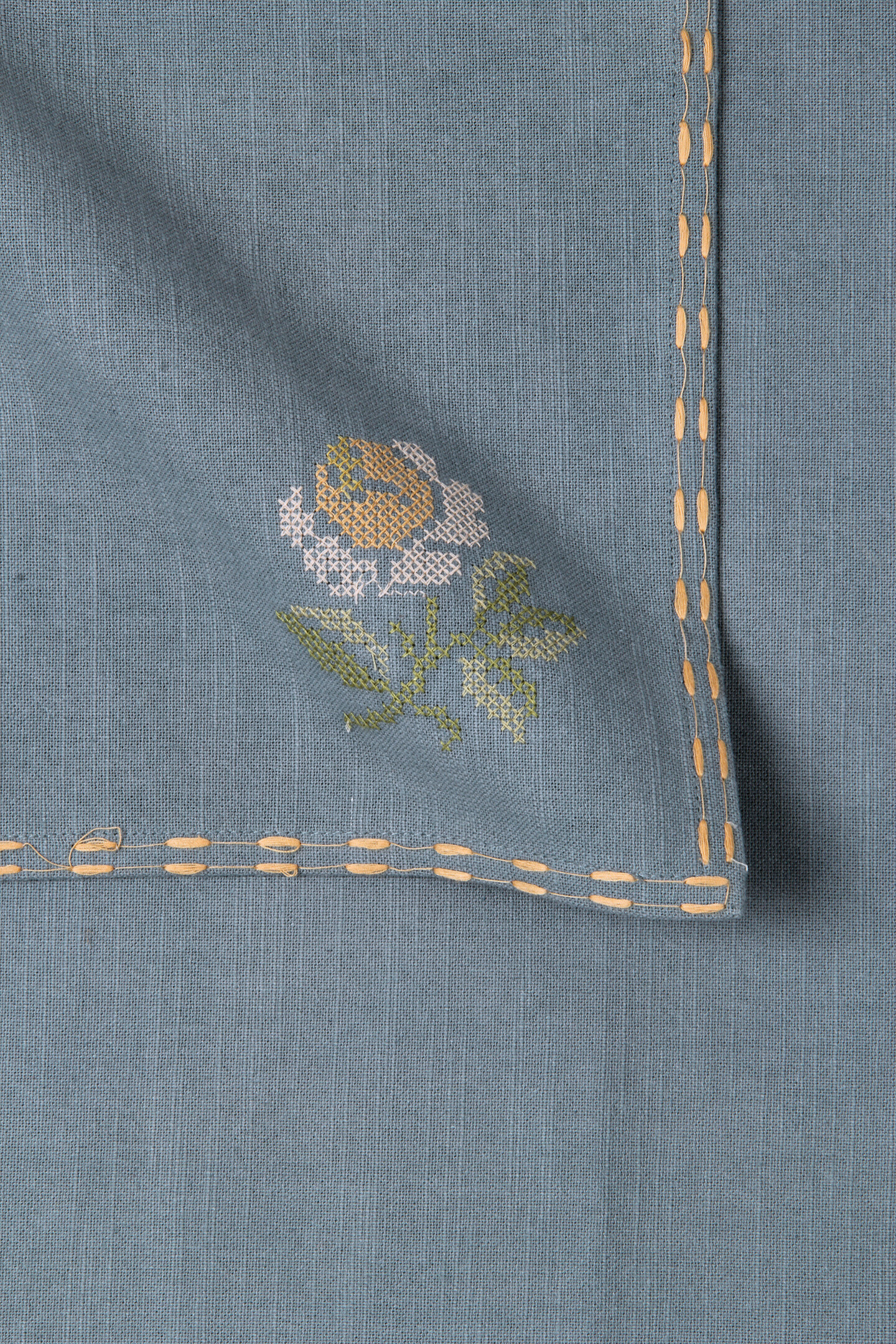 Florette Soft Blue Cross Stitch Napkins-Set of 2