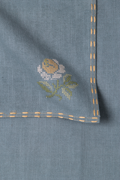 Florette Soft Blue Cross Stitch Napkins-Set of 2