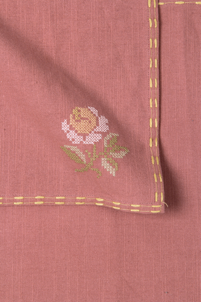 Florette Raspberry Cross Stitch Napkins-Set of 2